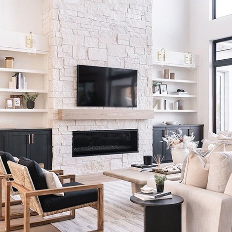 Design trend: The floor to ceiling stone fireplace
