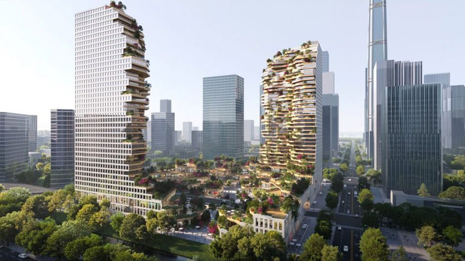MVRDV unveils pair of skyscrapers with "stratified cliff" facades