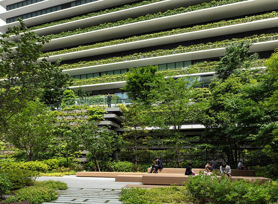 Ingenhoven Architects unveils pair of plant-covered skyscrapers in Tokyo