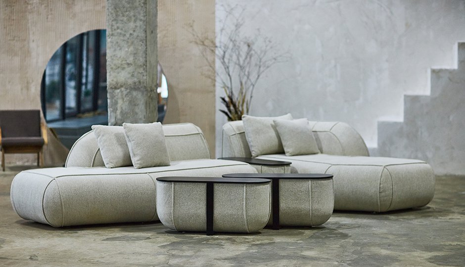 Donna Furniture's story: Suminagashi tables collection and Raft sofa